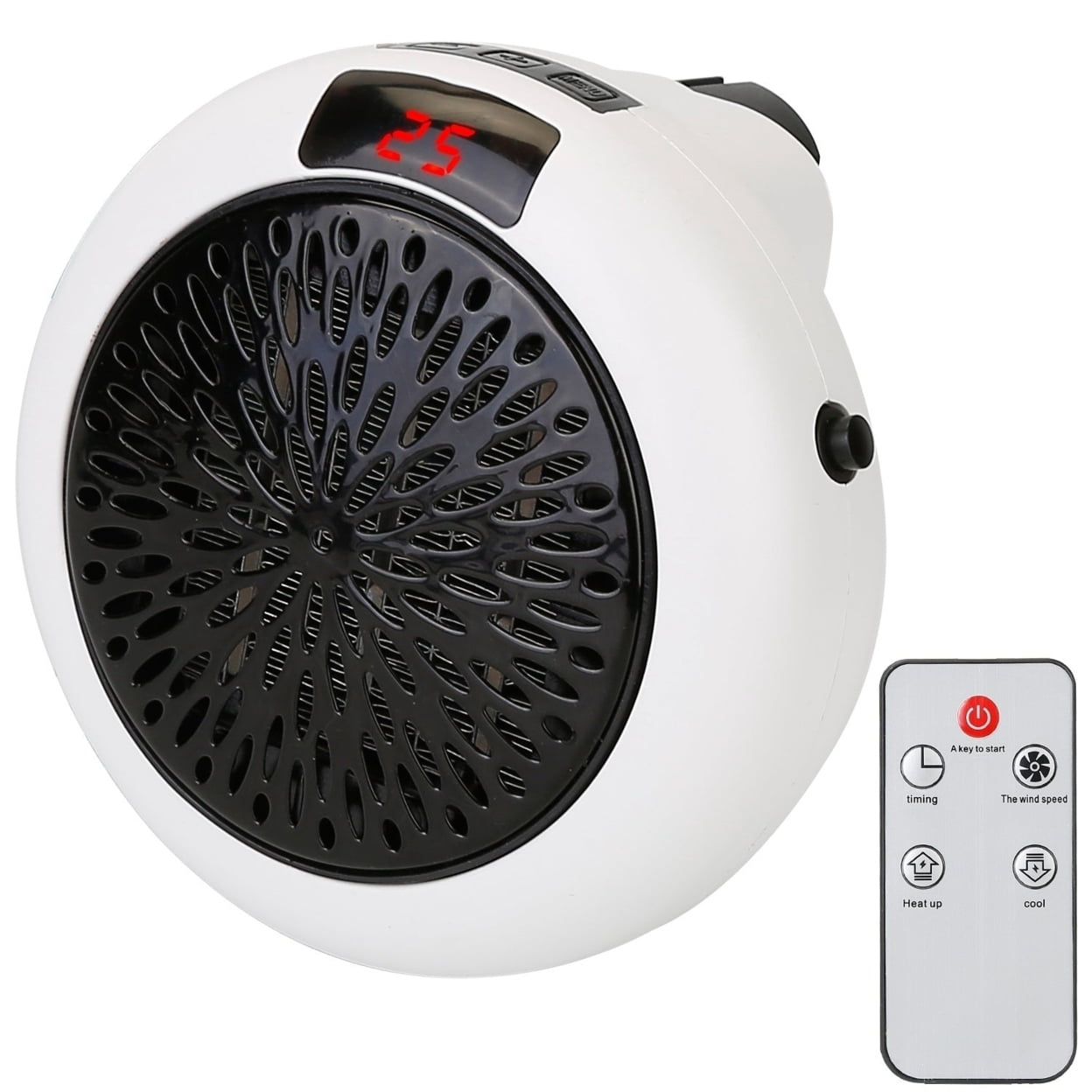 900W Portable Heater Fan Wall Outlet Space Heater Plugin Heater