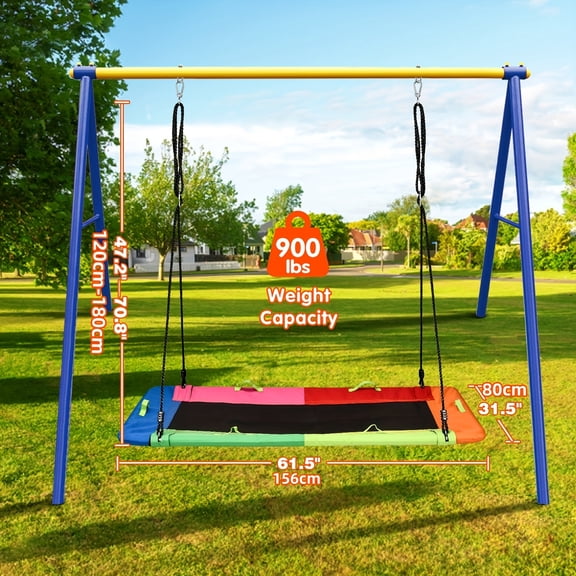 900lb Capacity 60-Inch Heavy-Duty Iron Frame Swing | All-Weather Outdoor/Indoor Platform for Kids & Adults | 360 Rotating Design, Easy Assembly