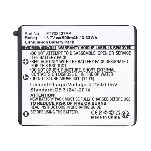 900mAh FT703437PP, FT803437PA, LP083442A, RZ03-00120100-0000, RZ30-00120300-0000 Battery for RAZER Mamba & Naga Epic Wireless Gaming Mouse