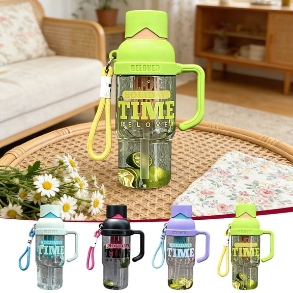 900ml BPA Free Plastic Water Bottle 2 Way Drinking Design with Straw and Direct Sip Leakproof Portable Jug for Home Office and Outdoor Use