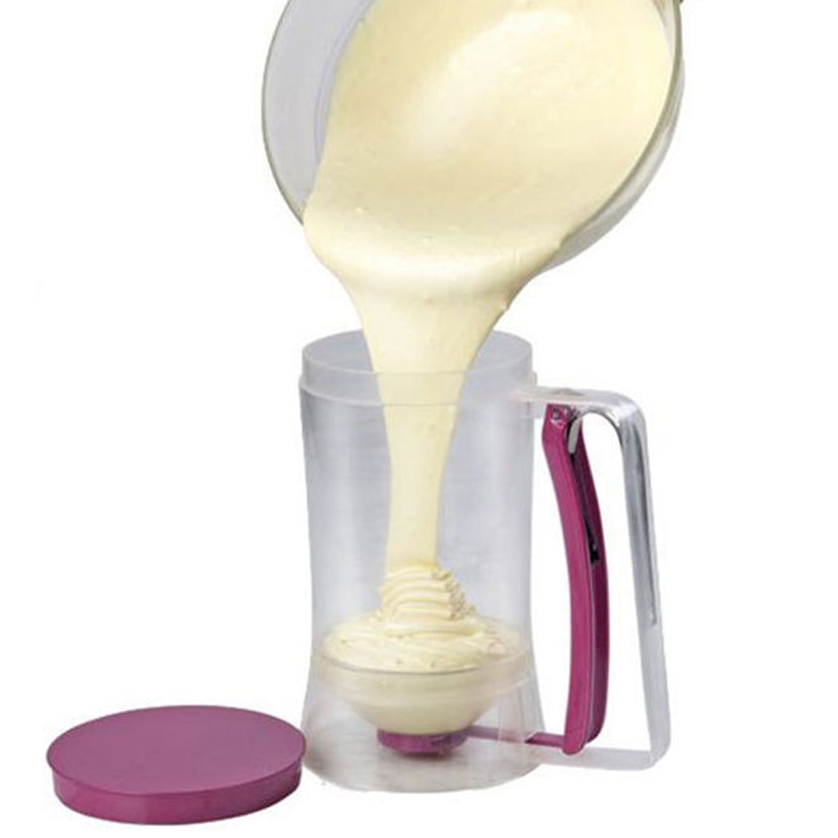 900ml Batter Separator Pancake Batter Dispenser with Measuring Label and Squeeze Handle Bracket