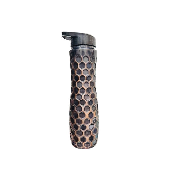 900ml Designer Copper Water Bottle with 3D Honeycomb Geometric Texture Antique Finish for Gym, Office, and Daily Use