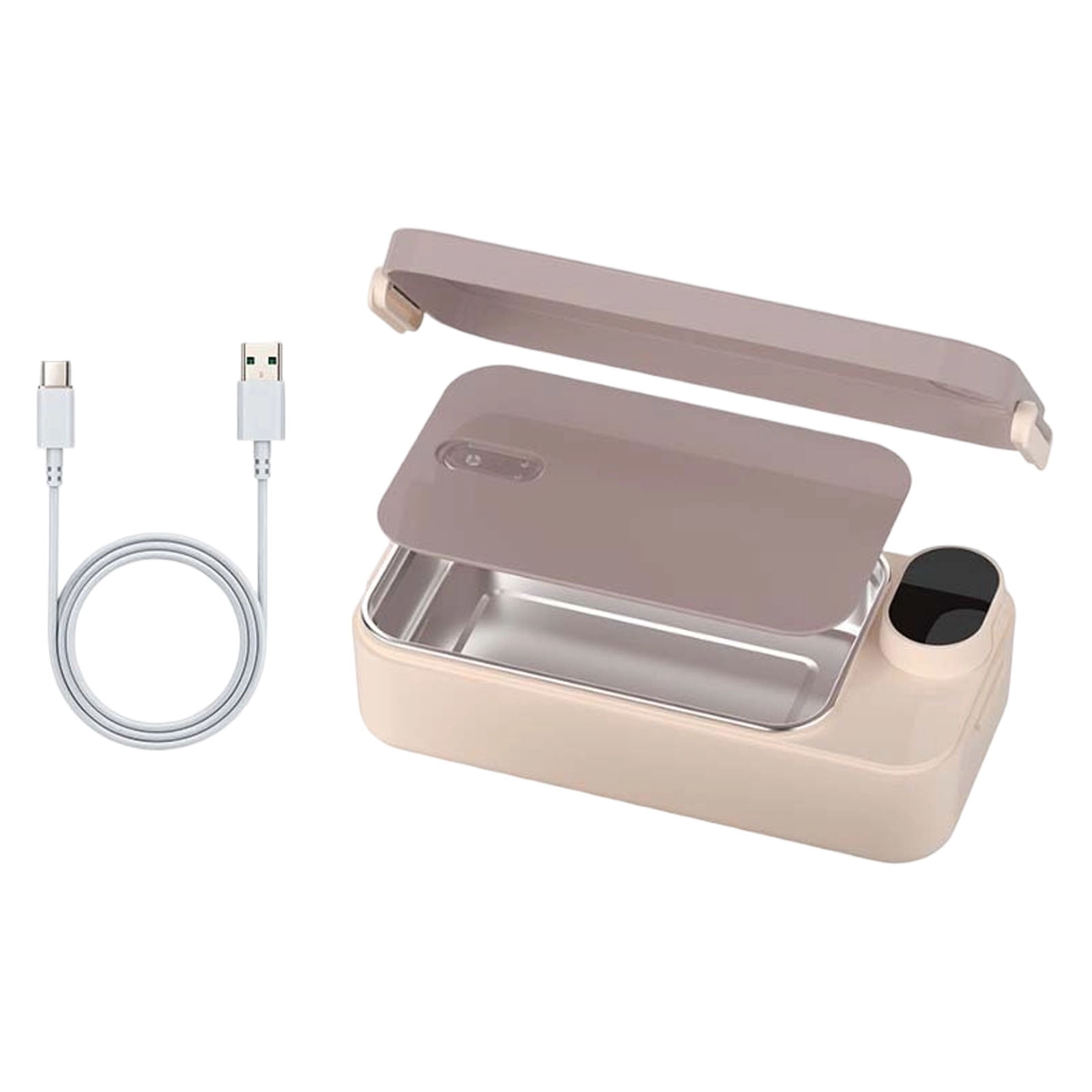900ml Heated Lunch Box, Rechargeable Electric Lunch Box with Stainless Steel Container, Adjustable Temperature Display, Smart Heating Lunchbox Portable Food Warmer for Camping, 1Pc(Pink,10x4x2.7")
