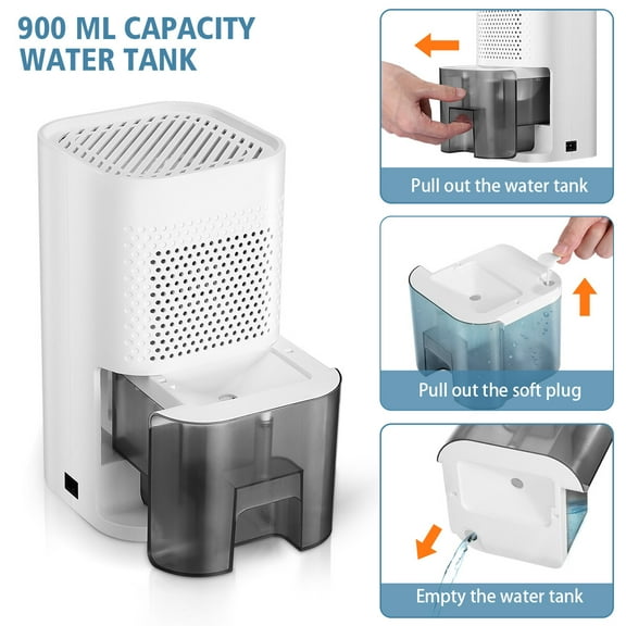 900ml Mini Dehumidifier - 300ml/Day Auto-Off Portable Moisture Remover (US Plug)