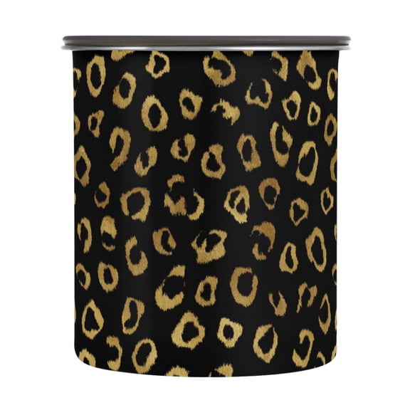 900ml Stainless Steel Food Storage Containers Gold Leopard Pattern Airtight Kitchen Canisters with Vacuum Lid for Coffee Tea Flour Sugar Grains