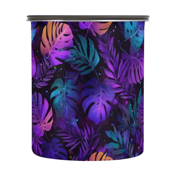 900ml Stainless Steel Food Storage Containers Neon Palm Leaves Pattern ...