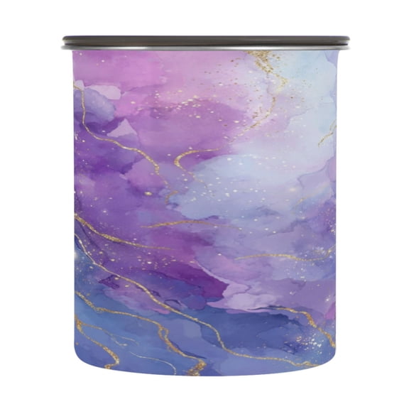 900ml Stainless Steel Food Storage Containers Pink and Blue Marble Texture Airtight Kitchen Canisters with Vacuum Lid for Coffee Tea Flour Sugar Grains