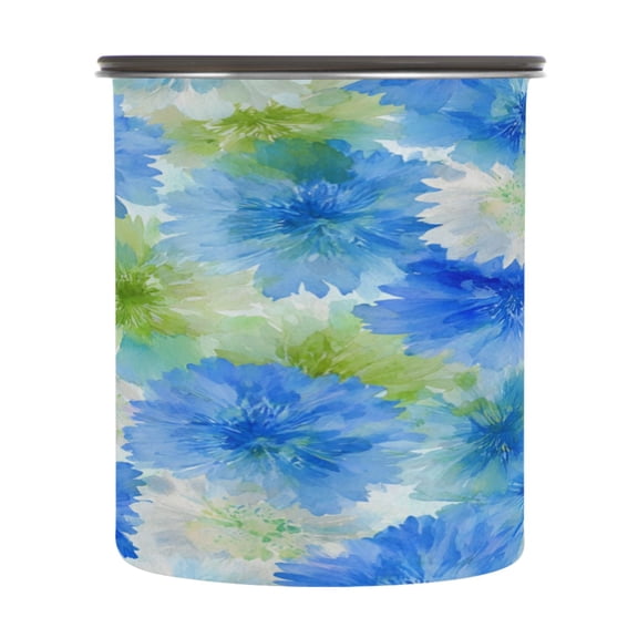 900ml Stainless Steel Food Storage Containers Watercolor Blue Cornflowers Airtight Kitchen Canisters with Vacuum Lid for Coffee Tea Flour Sugar Grains