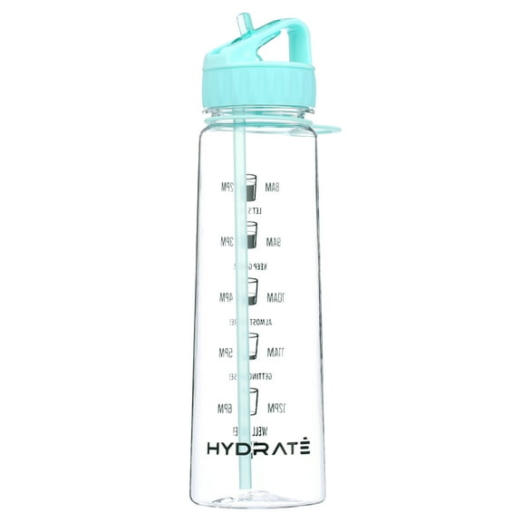 900ml Water Bottle With Straw And Motivational Time Markings, Bpa Free, Flip Cap
