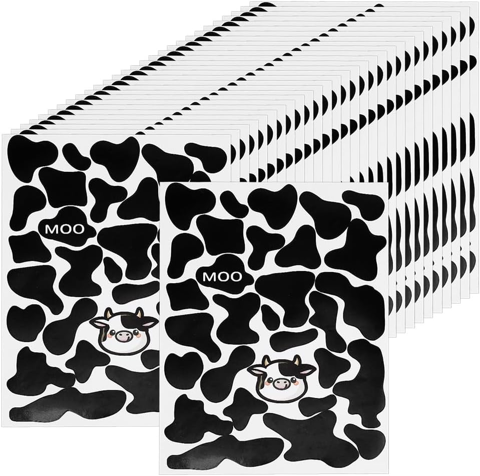 900pcs/30 Sheets Cow Print Sticker Self-Adhesive Waterproof Sticker ...