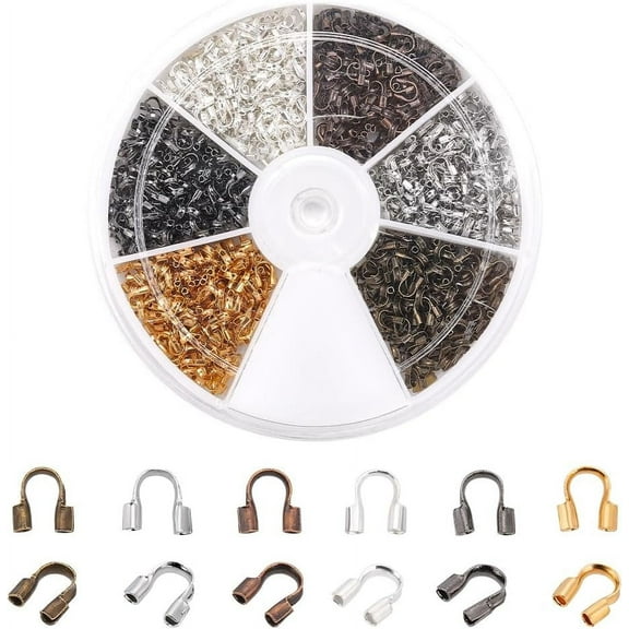 900pcs 6 Colors Brass Wire Guardian Wire Cable Protectors for Bearring Bracelet Necklace Jewelry DIY Craft Making diy Mixed Color