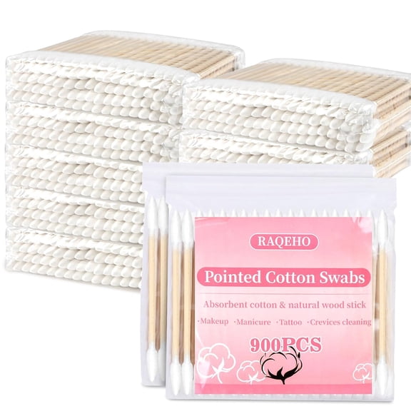 900pcs Pointed Cotton Swabs - Disposable Double Pointy Precision Tip Cotton Buds With Bamboo Sticks For Ear Wax Removal Makeup Lip Eyeshadow Applicators Micro Nail Tool Beauty & Personal Care