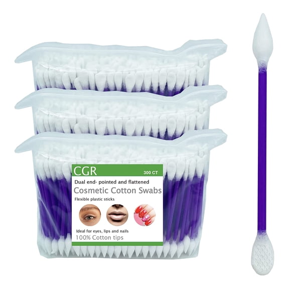 900pcs Precision Cotton Swabs with Pointed and Flattened Tip Cosmetic Makeup Applicator(3x300pcs in bags)