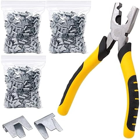 900pcs Rabbit Chicken Wire Cage Clips with Fence Pliers Hog Rings Snap-Ring Pliers Wire Clamp Tool Fasten Clips Buckle Pliers for Building Installation Wire Cage Pet Bird Quail$$Garden & Patio