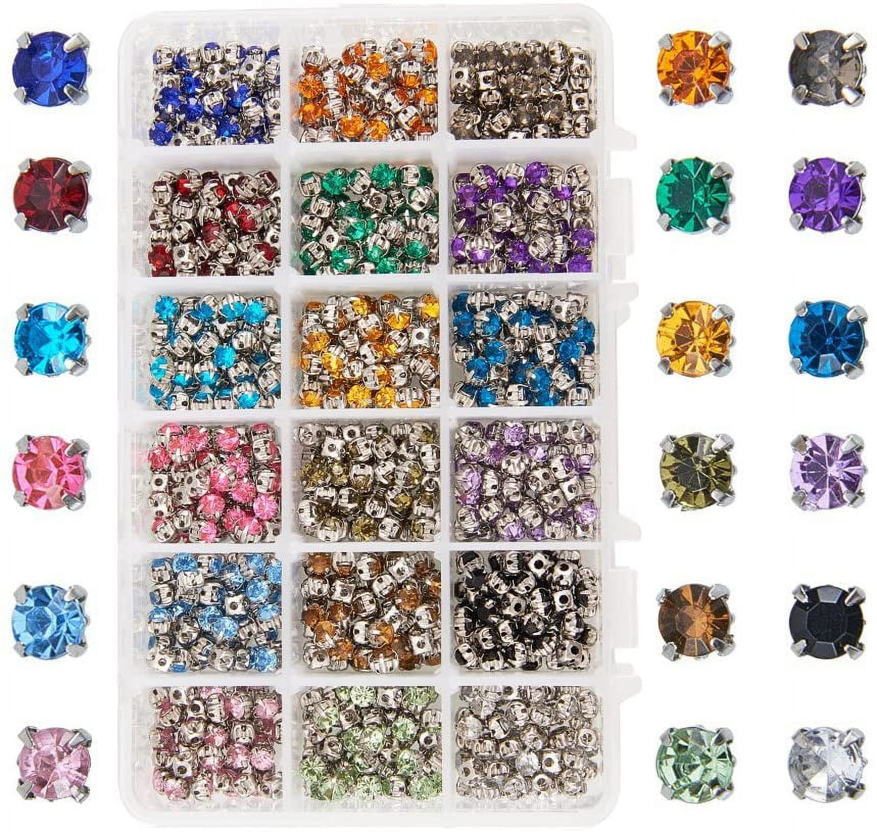 900pcs Sew on Acrylic Rhinestone Faceted Montee Five-Hole Beads with Brass Base 5x5x4mm for Jewelry Making Mixed Color