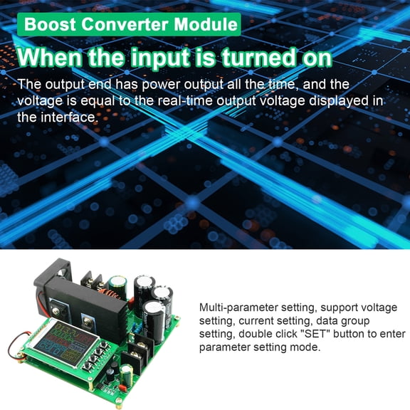 900w 900W Boost Converter Constant Current Constant Voltage Module DC9-60V Input DC10-120V Output 15A Current High Precise Voltage Transformer Regulator With 1.77inch TFT