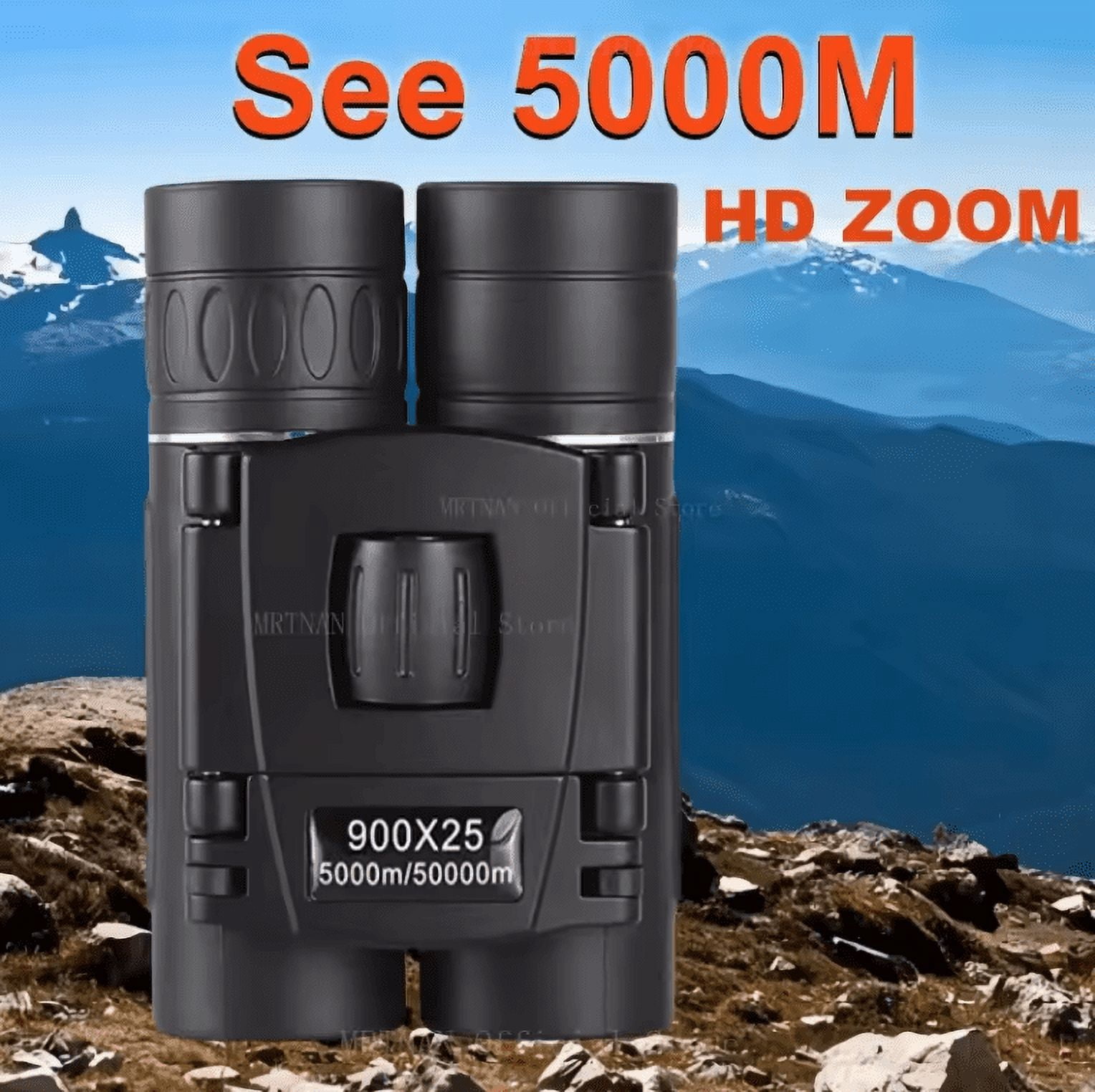 900x25 HD Zoom Portable Powerful Binoculars Long Range BAK4 Telescope Folding Low Light Binoculars for Hunting Camping