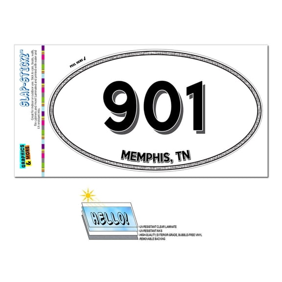 901 - Memphis, TN - Tennessee - Oval Area Code Sticker