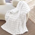 thumbnail image 1 of Parojati 90*108 Faux Fur Throw Blanket for King Size Bed - Extra Soft Fluffy Warm Bubble Design Blanket for Couch, Sofa and Versatile Use for Bedroom, Living Room, Farmhouse, White, 1 of 10