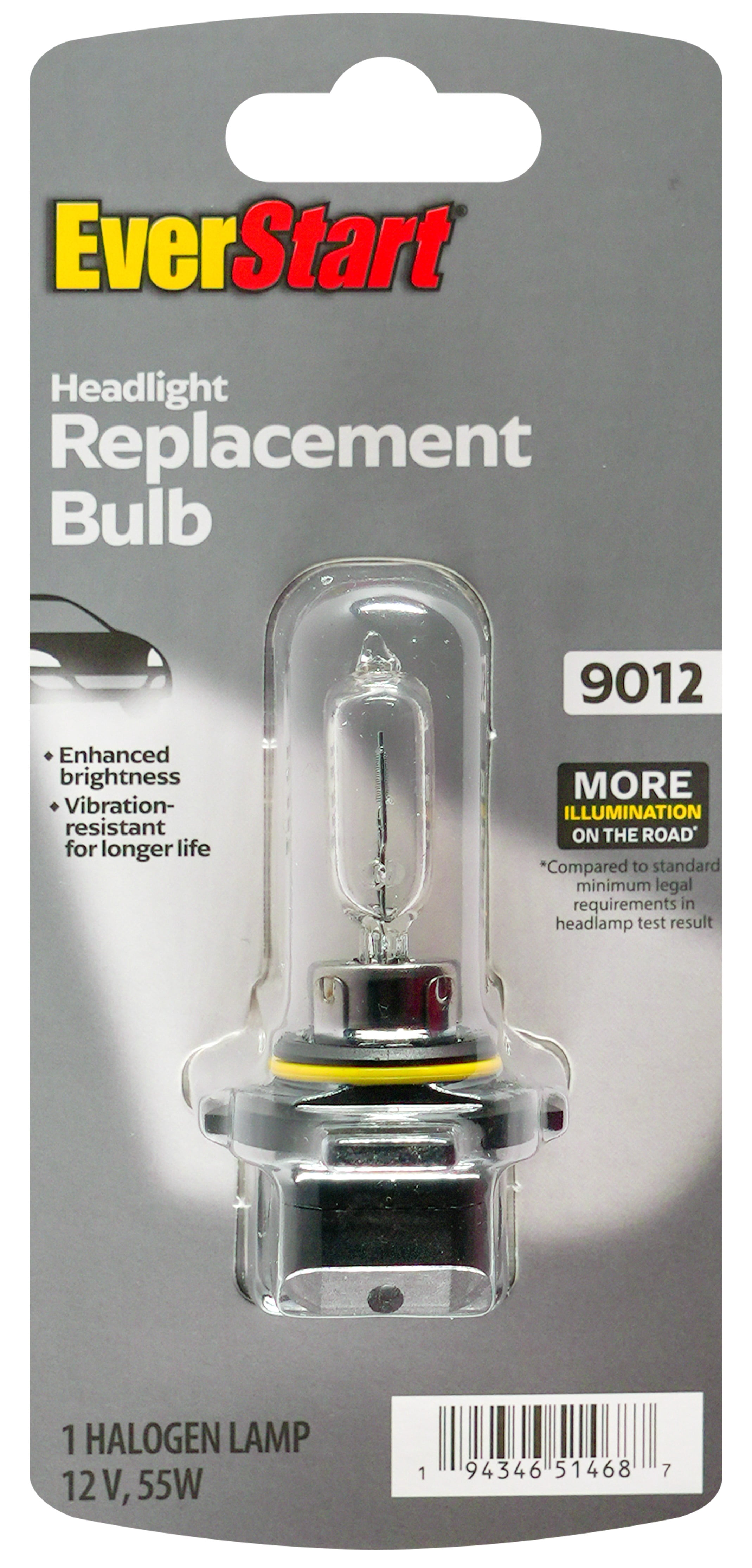 EverStart 9012 Halogen Headlight Bulb, 1 pack, Compatible with Multiple Cars