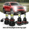 thumbnail image 1 of 9012 5202 LED Headlight Fog Light Bulbs Kit 6000K White 4Pcs - for Jeep Cherokee 2014 2015, 1 of 16