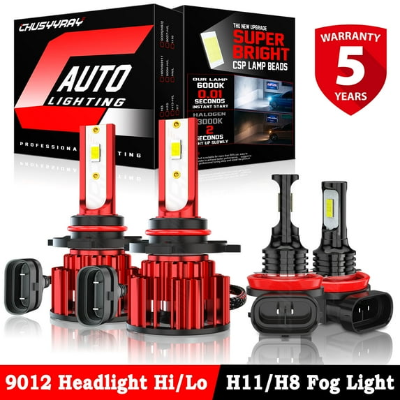 9012 LED Headlight High Low Beam H11 H8 Fog Light Combo Conversion Kit Strong Penetration Pack of 4