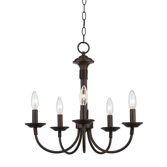 9015 ROB-Trans Globe Lighting-New Century - Five Light Chandelier-Rubbed Oil Bronze Finish