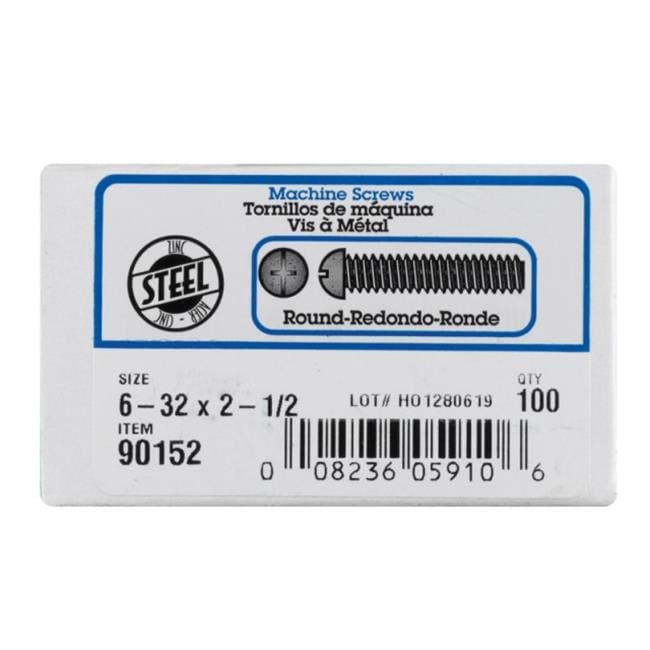 90152 6-32 x 2.5 in. Zinc Plated Combination Phillips Slotted Round Head Machine Screw
