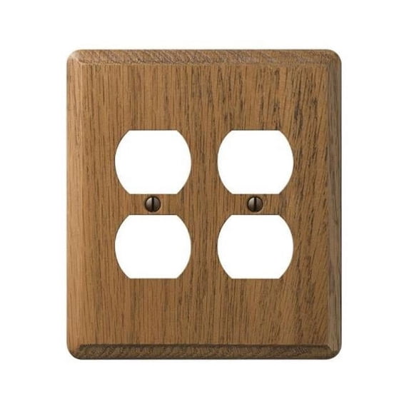 901DD Contemporary Wood 2 Duplex Wall Plate Medium Oak