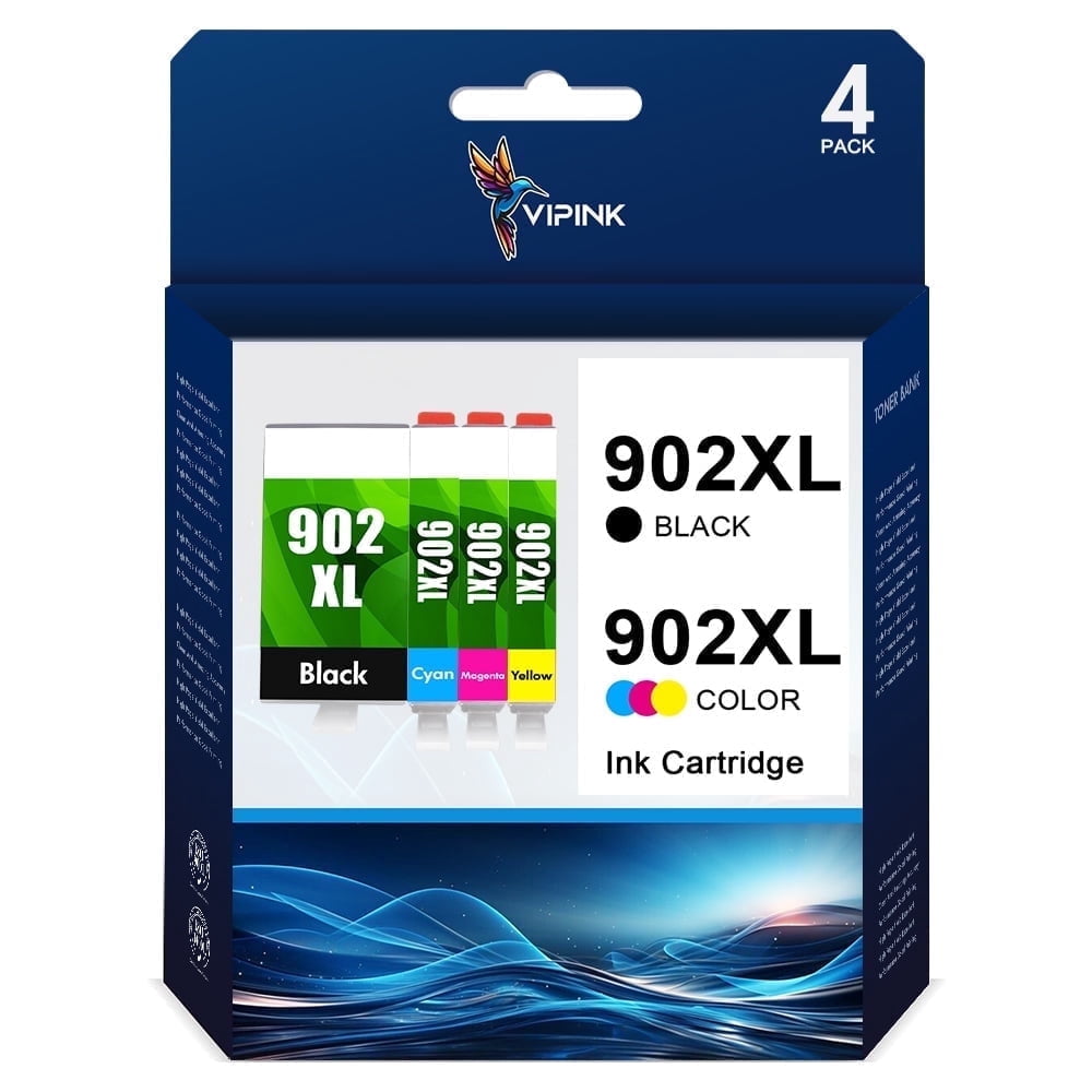 902 Ink Cartridge 902 XL Replacement for 902XL Ink Cartridges Combo Pack, for 902 Ink Cartridges Compatible with Officejet 6978 6968 6962 6958 Printer (4 Pack)