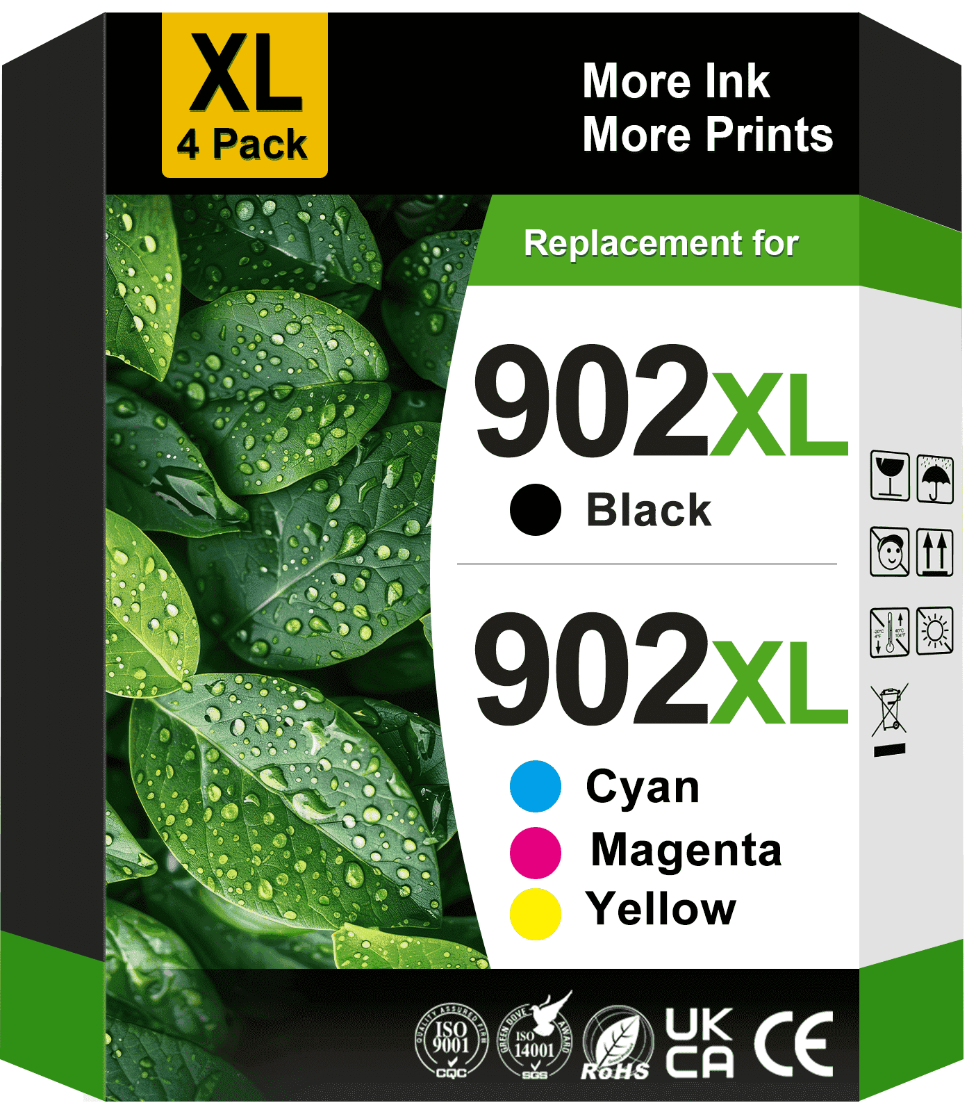 902 Ink Compatible for HP 902 Ink Cartridge for HP Ink 902 902XL (Black Cyan Magenta Yellow, 4 Pack)