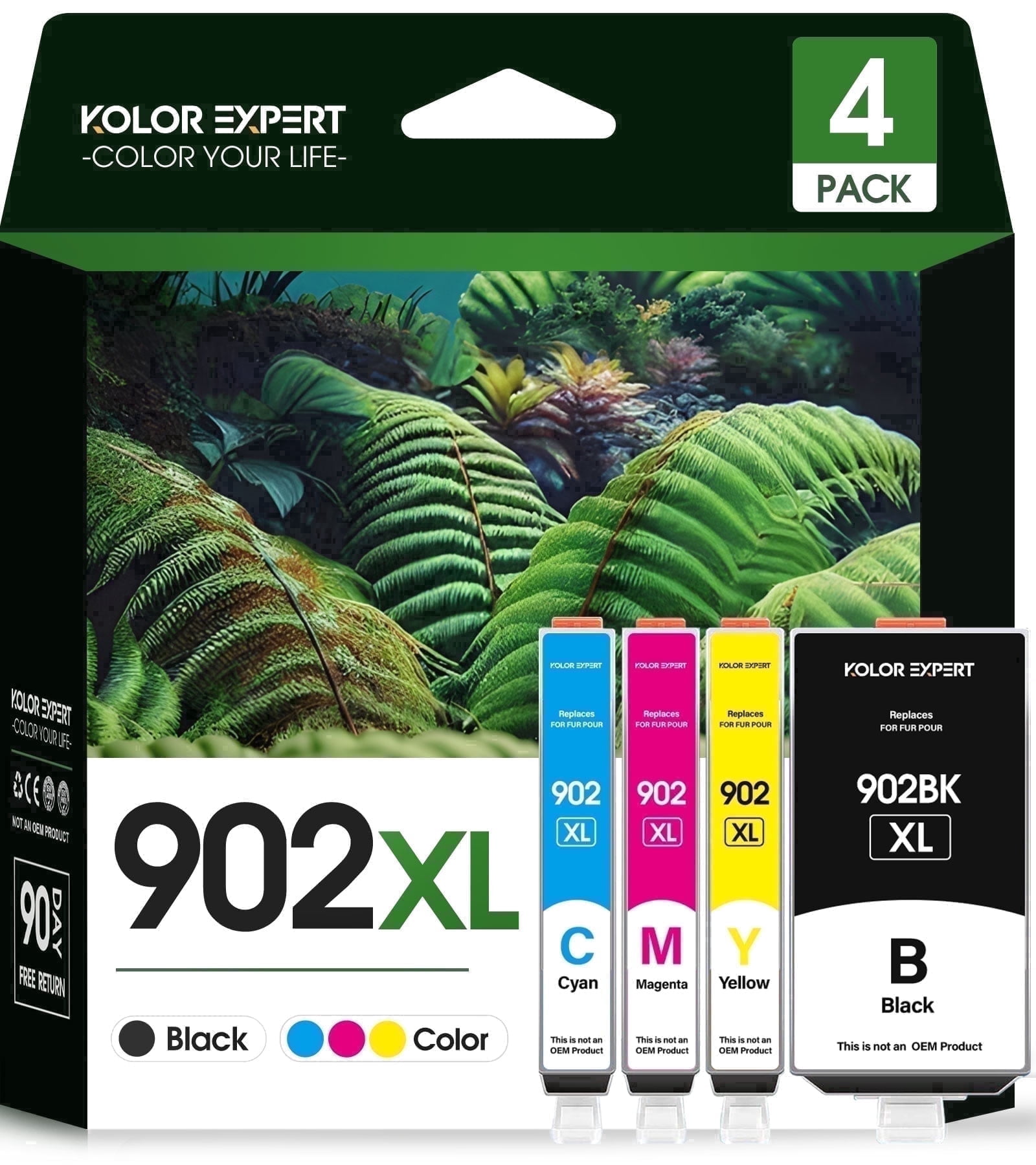 902 Ink Cartridge Compatible for HP 902 ink cartridge 4 pack for Officejet Pro 6978 Officejet (Black/Cyan/Magenta/Yellow)
