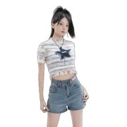 902 Retro Elastic American Sexy Spicy Girl Bags Are Thin And Make Old Denim Short Women'S Pants A -Line Hot