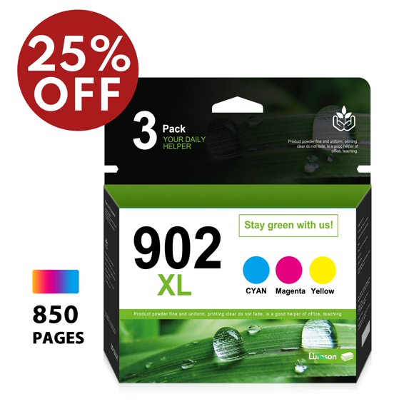 902 XL Ink Cartridge Color Combo Pack Replacement for HP Ink 902XL 6970 6954 Printer, 3PK-1C/ 1M/ 1Y