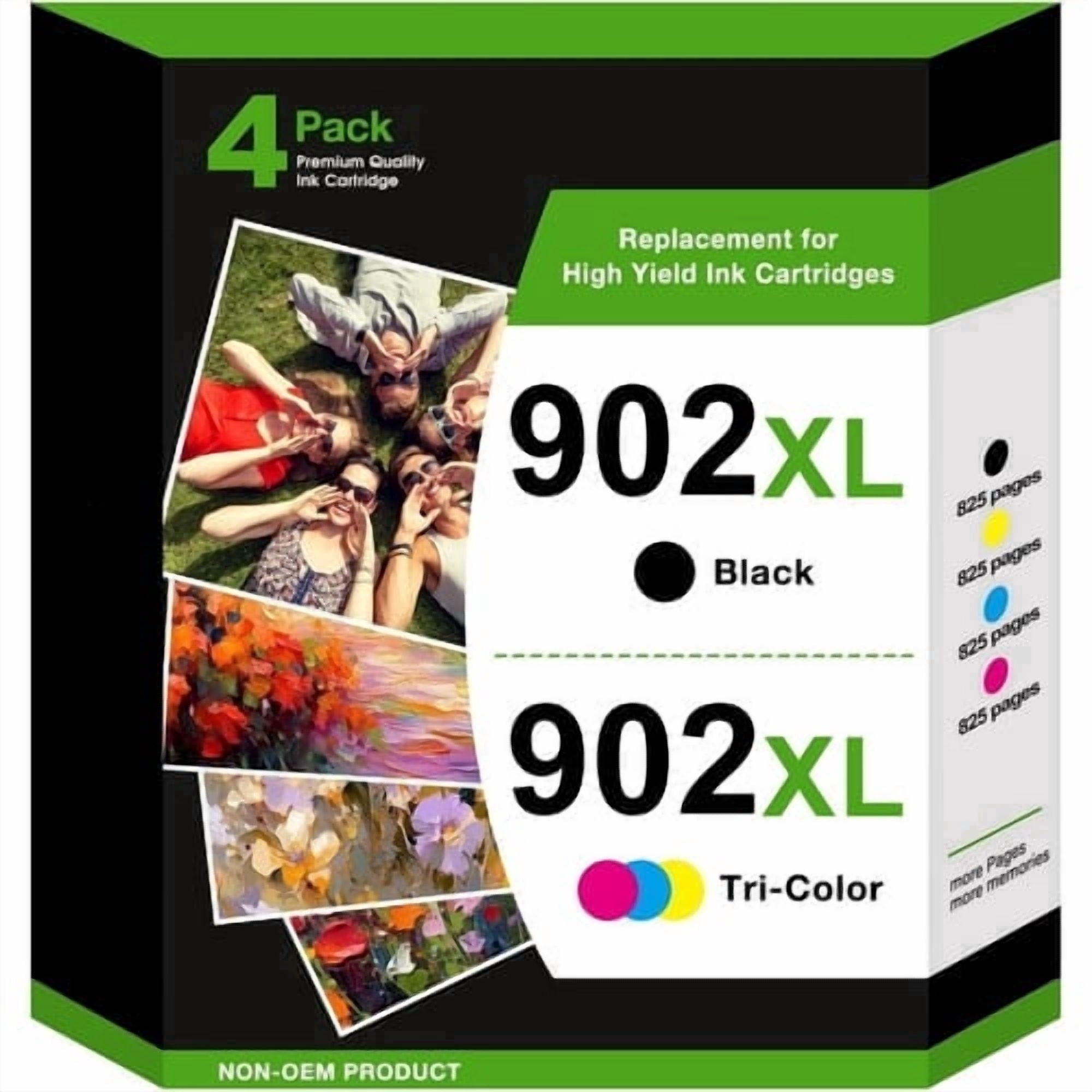 902 Ink Cartridge for HP 902 Ink Cartridges Compatible for HP 902XL Ink Cartridges for Officejet Pro 6968 6978 Printers (4 Pack)