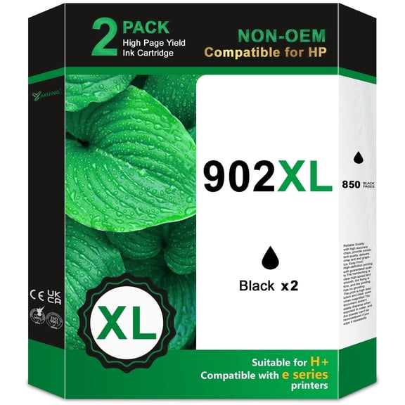 902 XL Ink Cartridges Compatible for HP902XL Ink Cartridge Work with OfficeJet 6958 6962 OfficeJet Pro 6968 6970 6971 Printers ( 2 Pack )