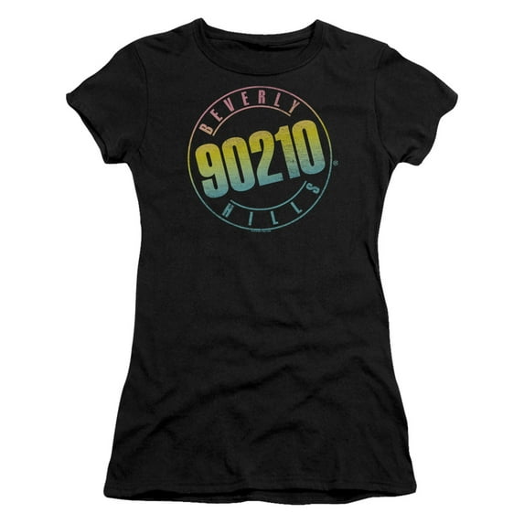 90210 Color Blend Logo Junior Women's Sheer T-Shirt Black