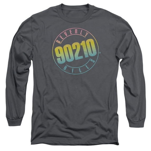 90210 Color Blend Logo Long Sleeve Adult 18/1 T-Shirt Charcoal