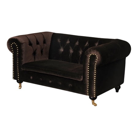 American Home Classic Claire 10" Velvet Kid's Sofa in Gold and Chocolate