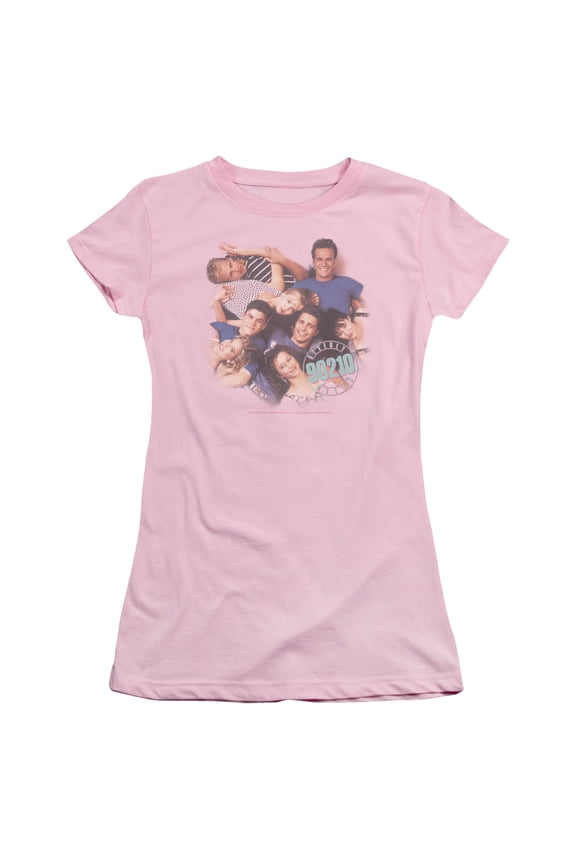90210 Gang In Logo Junior Women's Sheer T-Shirt Pink