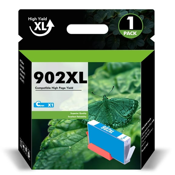 902XL 902 Ink Cartridges Compatible for HP 902 902XL 1 Pack Color Ink for OfficeJet Pro 6978 6968 6970 6971 6974 6975 6979 6960 6961 6963 6964 6965 6966 6950 902 XL Printer (1 Cyan)