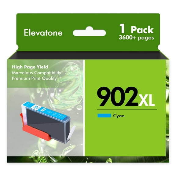 902XL 902 Ink Cartridges Compatible for HP 902 902XL 1 Pack Color Ink for OfficeJet Pro 6978 6968 6970 6971 6974 6975 6979 6960 6961 6963 6964 6965 6966 6950 902 XL Printer (1 Cyan)