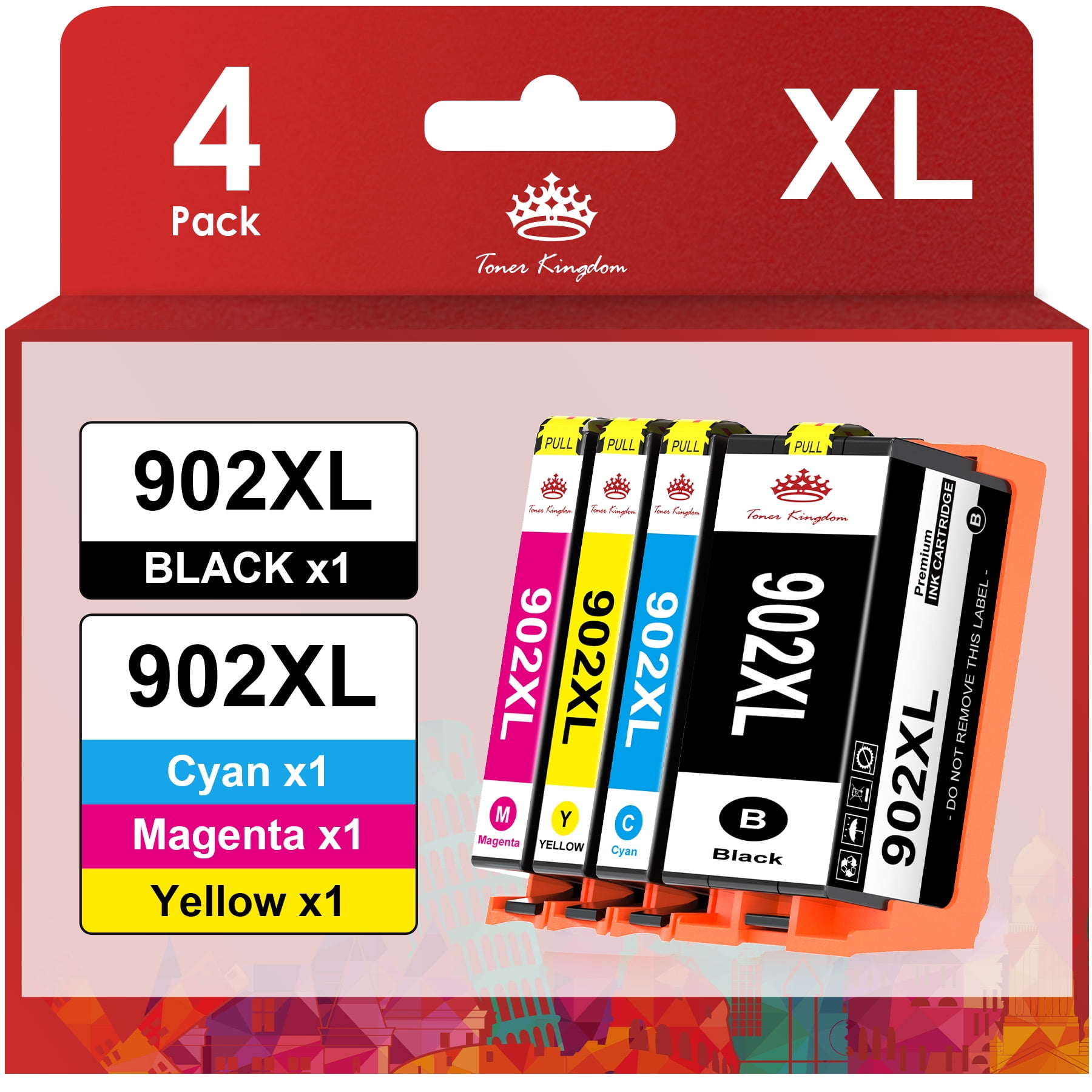 902XL 902 Ink 902 XL Ink Cartridges Replacement for HP Ink 902XL Combo
