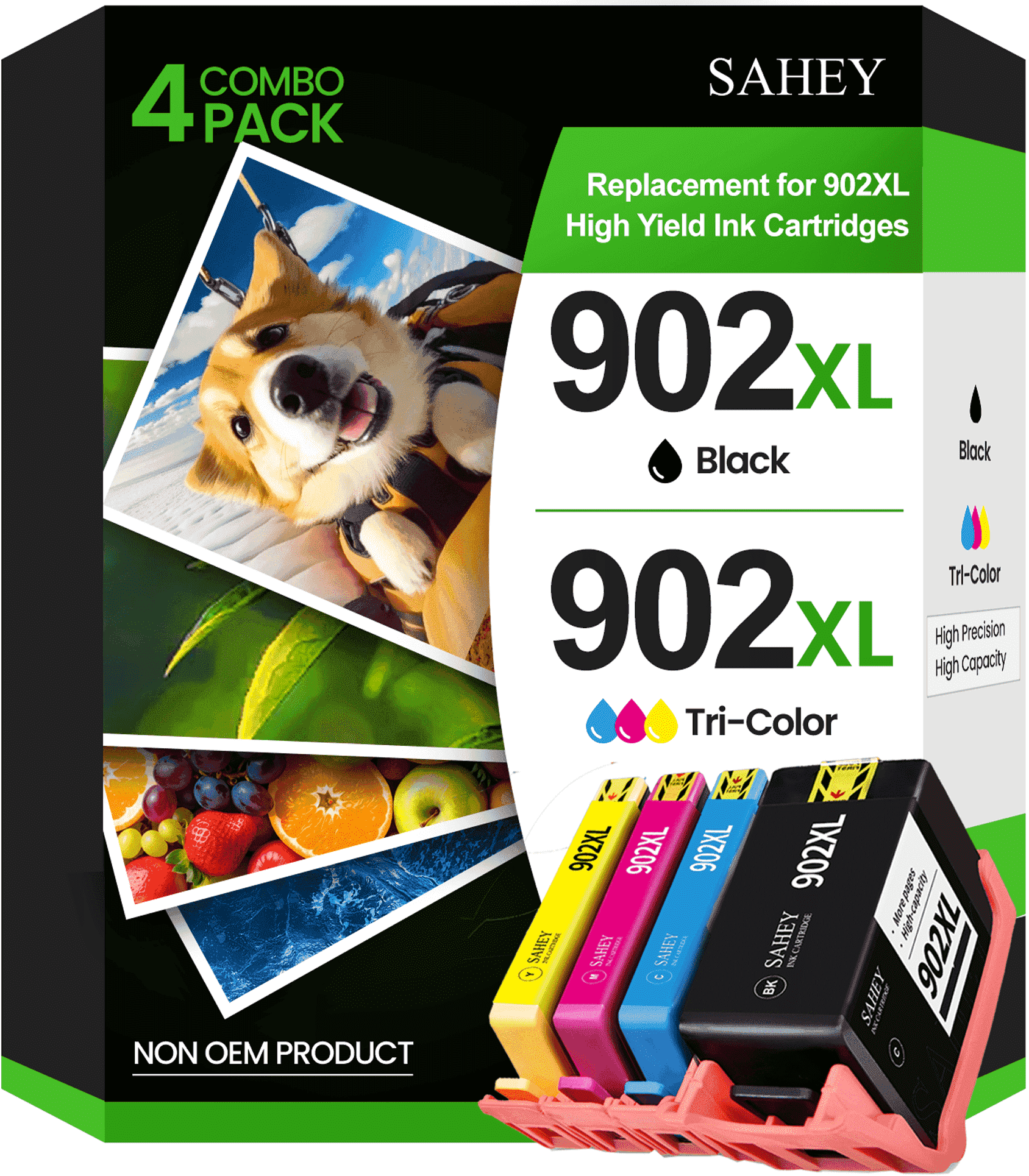 902XL Compatible for HP 902 Ink Cartridges Combo Pack for Officejet Pro 6978 6968 6958 6970 6960 6962 6975 6950 6954 Printer (Black Cyan Magenta Yellow, 4 Pack)