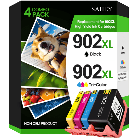 902XL Compatible for HP 902 Ink Cartridges Combo Pack for Officejet Pro 6978 6968 6958 6970 6960 6962 6975 6950 6954 Printer (Black Cyan Magenta Yellow, 4 Pack)