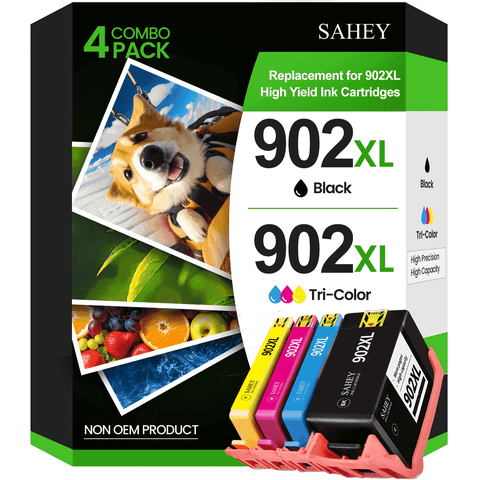 902XL ink cartridge Compatible for HP 902 Ink Cartridges Combo Pack for Officejet Pro 6978 6968 6958 6970 6960 6962 6975 6950 6954 Printer (Black Cyan Magenta Yellow, 4 Pack)