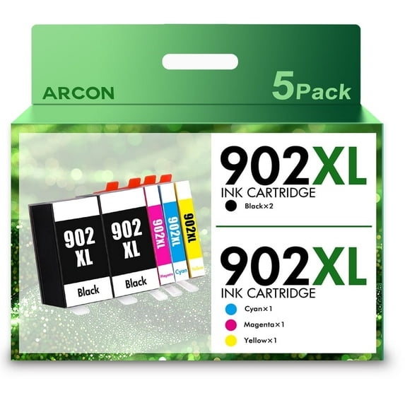 902XL Compatible for HP 902 XL Ink Cartridges Combo Pack Compatible for HP Officejet Pro 6978 6968 6958 6970 6960 6962 6975 6950 6954 Printer (2 Black Cyan Magenta Yellow, 5 Pack)