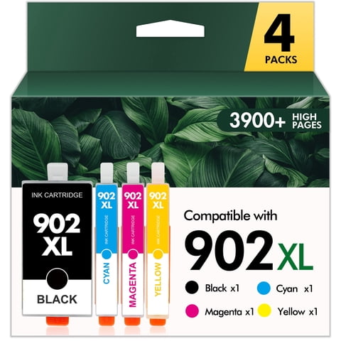 902XL Ink Cartridge for 902 XL Ink Cartridges  Use with Officejet Pro 6978 6960 6958 6970 6968 6962 6975 6950 6954 Printer (Blakc,Cyan,Magenta,Yellow)