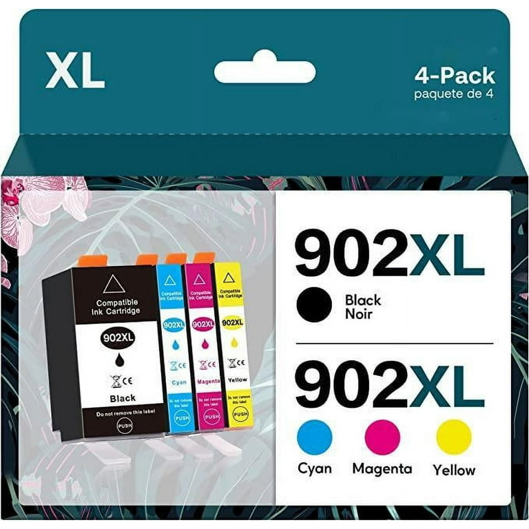 902XL Ink Cartridge Replacement for HP 902XL Ink Cartridge Work with  Officejet Pro 6950 6951 6954 6958 6960 6962 6968 6970 6978 Printers (Black,  Cyan, Magenta, Yellow, 4 XL Combo Pack) 