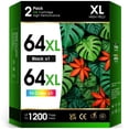 thumbnail image 1 of 64XL Ink Cartridges Compatible for HP 64XL Ink Cartridges Comb Pack for HP Printer Ink 64 for HP ENVY Photo 7800 7858(1 Black, 1 Tri-Color), 1 of 8